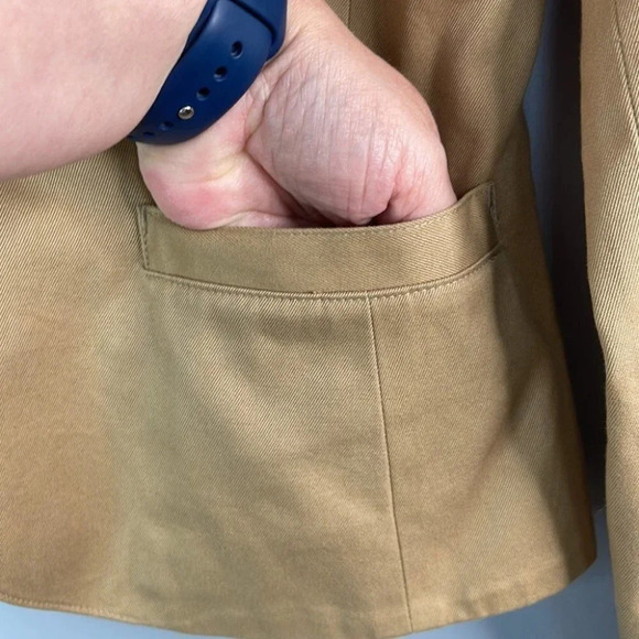 L.L. Bean Neutral Blazer Camel Tan Twill Cotton  Long Sleeve Padded Preppy 6 - Picture 8 of 14